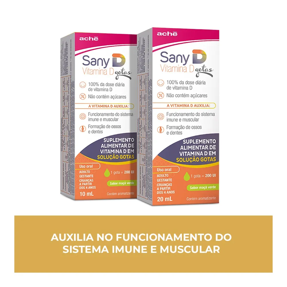 Sany D Vitamina D 200UI Maçã Verde líquido 10ml - ACHÉ 